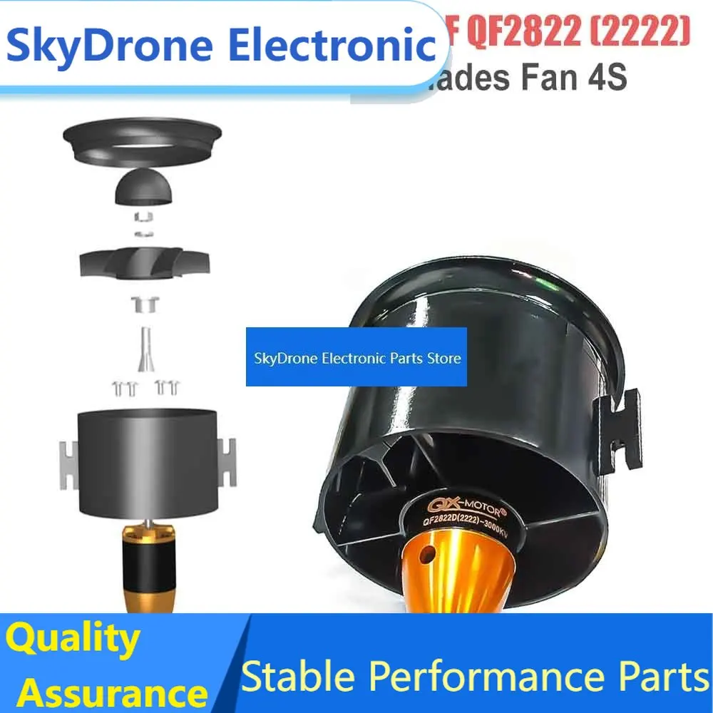 SkyDElQX-Motor 70mm EDF 6-Blade Ducted Fan QF2822(2222) 3000KV 4S Brushless Motor For RC Jet Airplane