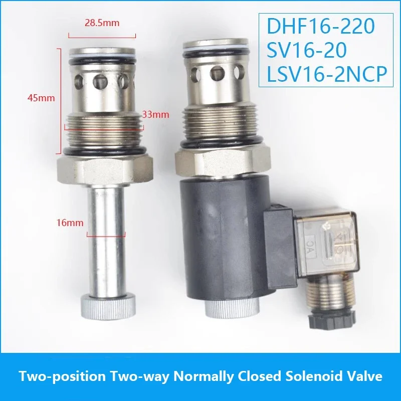 2-position 2-way Normally Closed Threaded Hydraulic Cartridge Pressure Maintaining Solenoid Valve DHF16-220 SV16-20 NCP