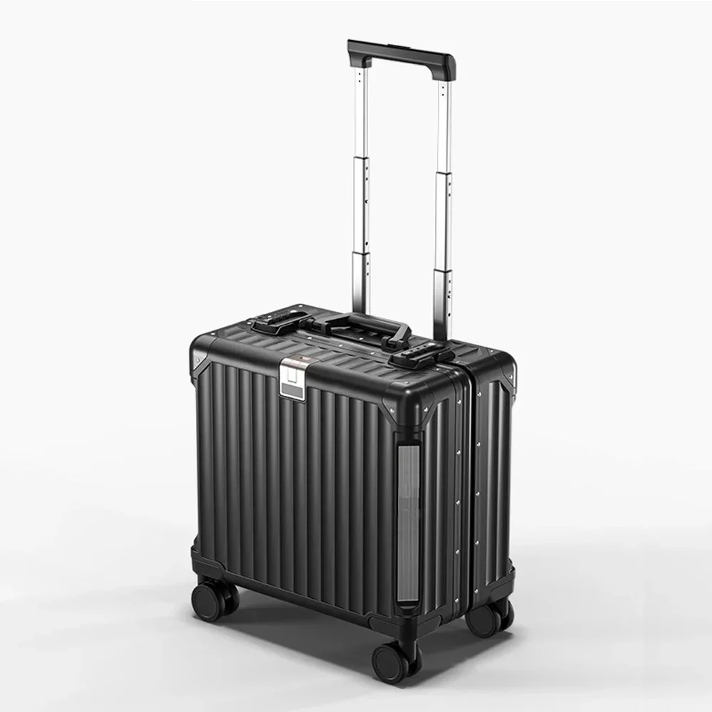 2024 Aluminum Magnesium Alloy Luggage Men/Women Travel Suitcase with Telescopic Pull Rod Spinner Size:43-25-40cm