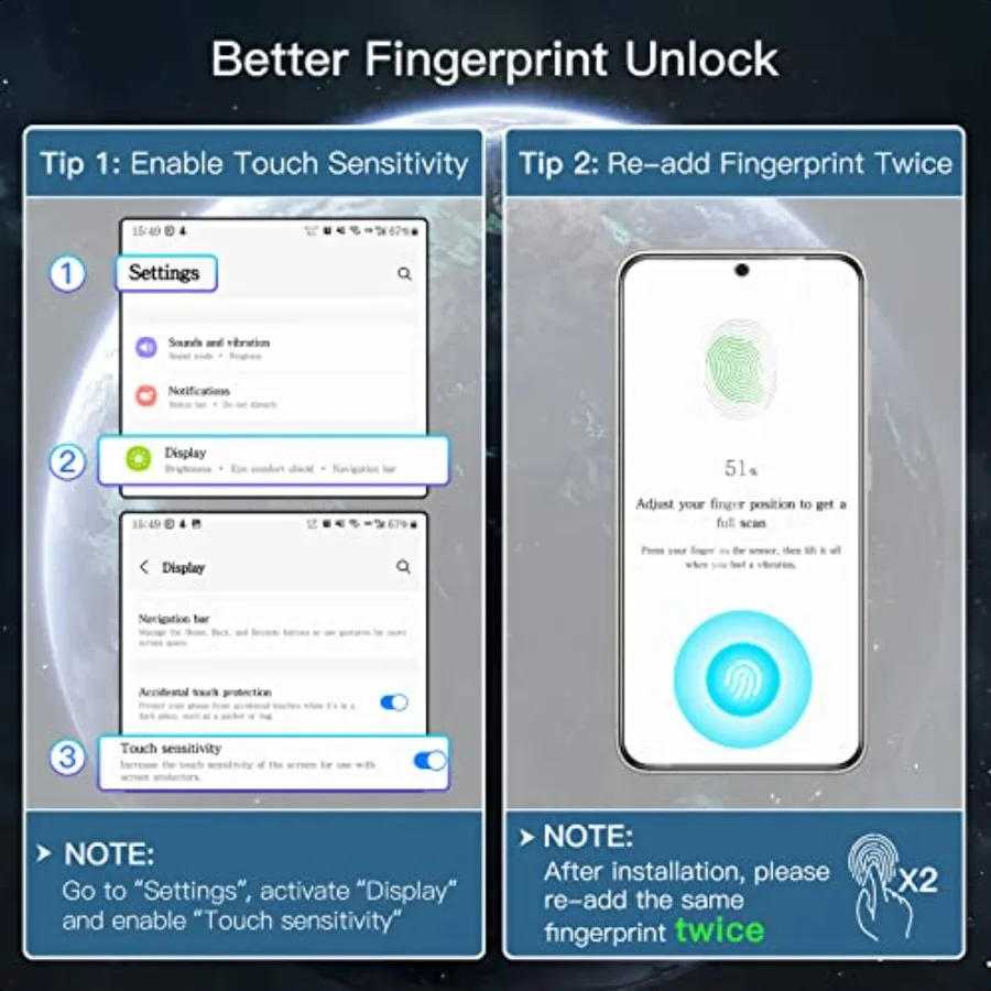 ح واقي شاشة الخصوصية لهاتف سامسونج جالاكسي S23 5G 6.1 بوصة مع واقي عدسة الكاميرا مضاد للتجسس من الزجاج المقسى ببصمة الإصبع