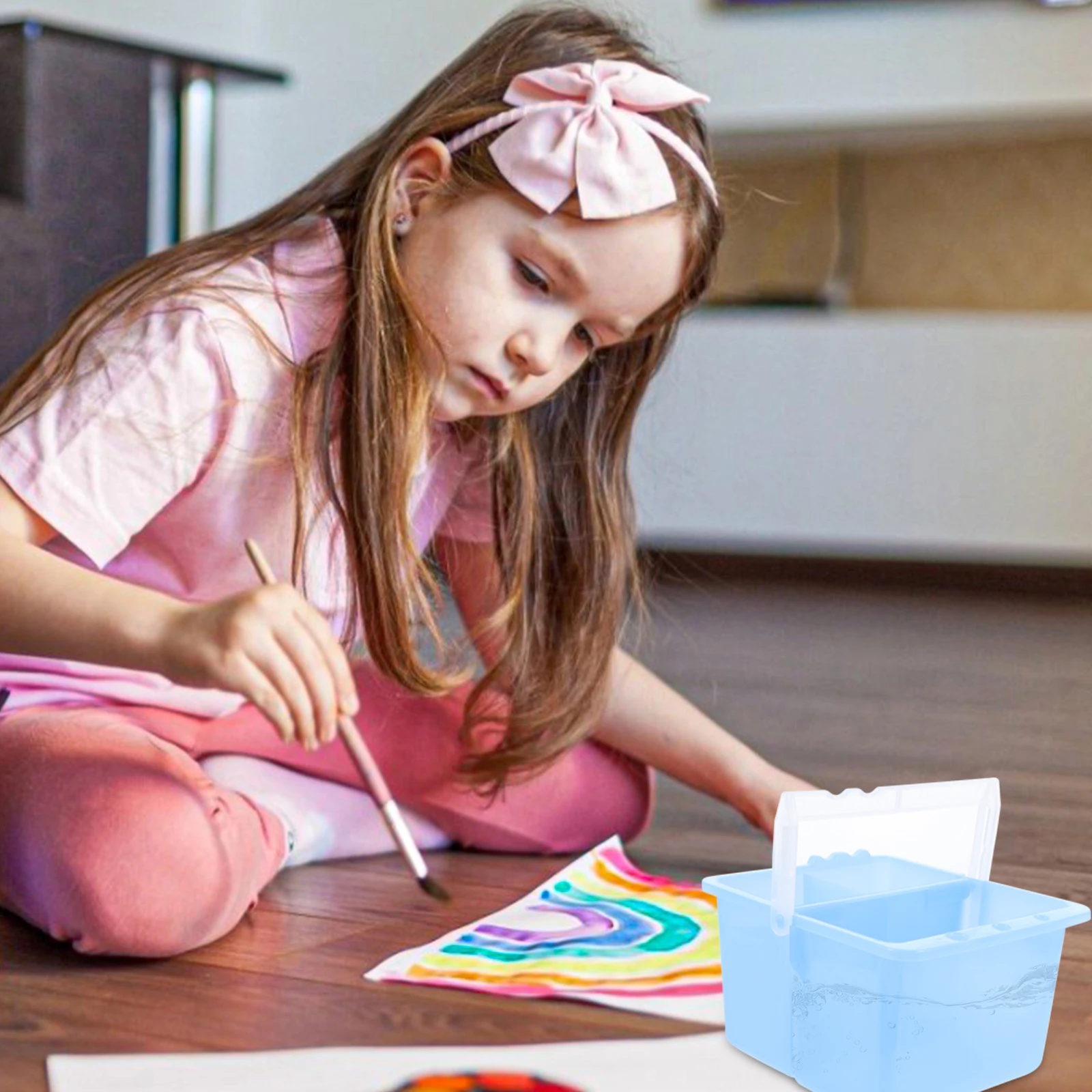 

2pcs Brush Washing Containers Plastic Painting Buckets For Artists Kids Multi-Function Wash Basin Handle Art Supplies Tool