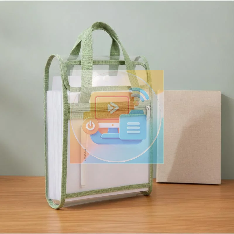 Long Size 13-Layer Handle Folder File Organizer Expanding A4 File Folder Portable Folder Bag Vertical Document Storage Pouch