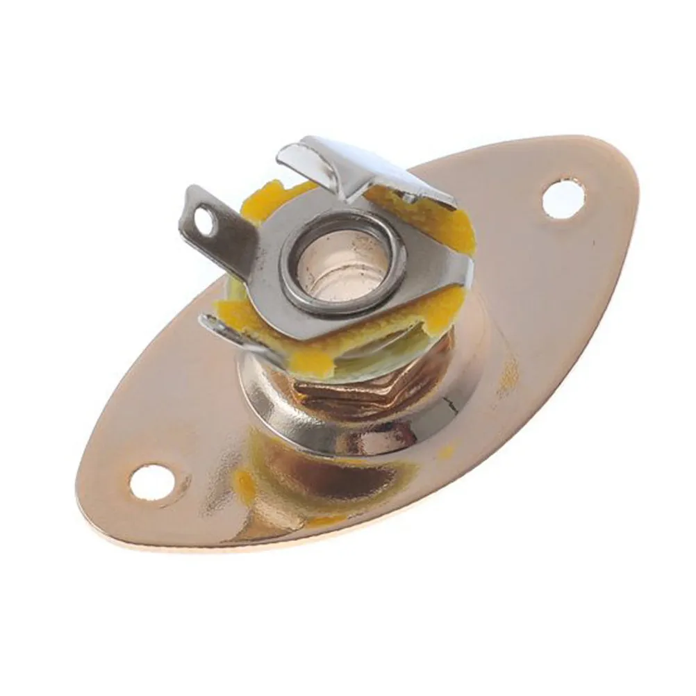 Oval Indented Cat Eye Jack Plug Socket Golden Jackplate Pickup Jack Output Plate Guitar Parts Electric Guitar Replacement