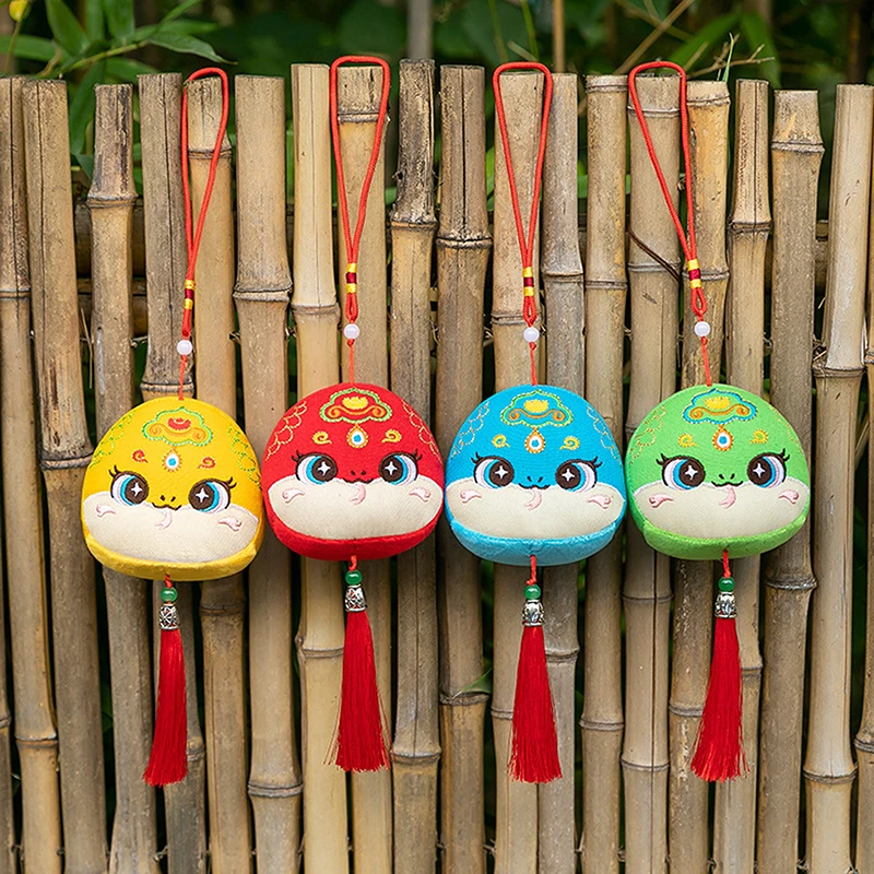 7/10cm Cute Chinese New Year Zodiac Snakehead Pendant Plush Keychain Bag Pendant Stuffed Doll Lucky Mascot For Children Gifts