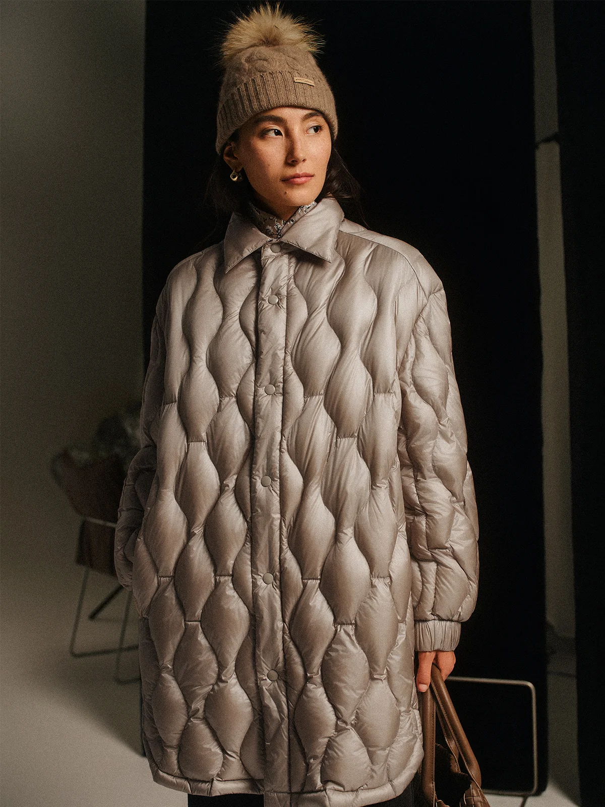 

Женская модная стеганая куртка средней длины MaxMra Home Little Bug Billy Goat Du Down с узором в виде цветов и тыквы, для повседневной носки