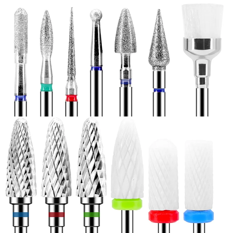 13 unids/caja cortadores de uñas multifuncionales brocas eléctricas para manicura pedicura aleación de tungsteno cabezal de molienda herramientas para uñas