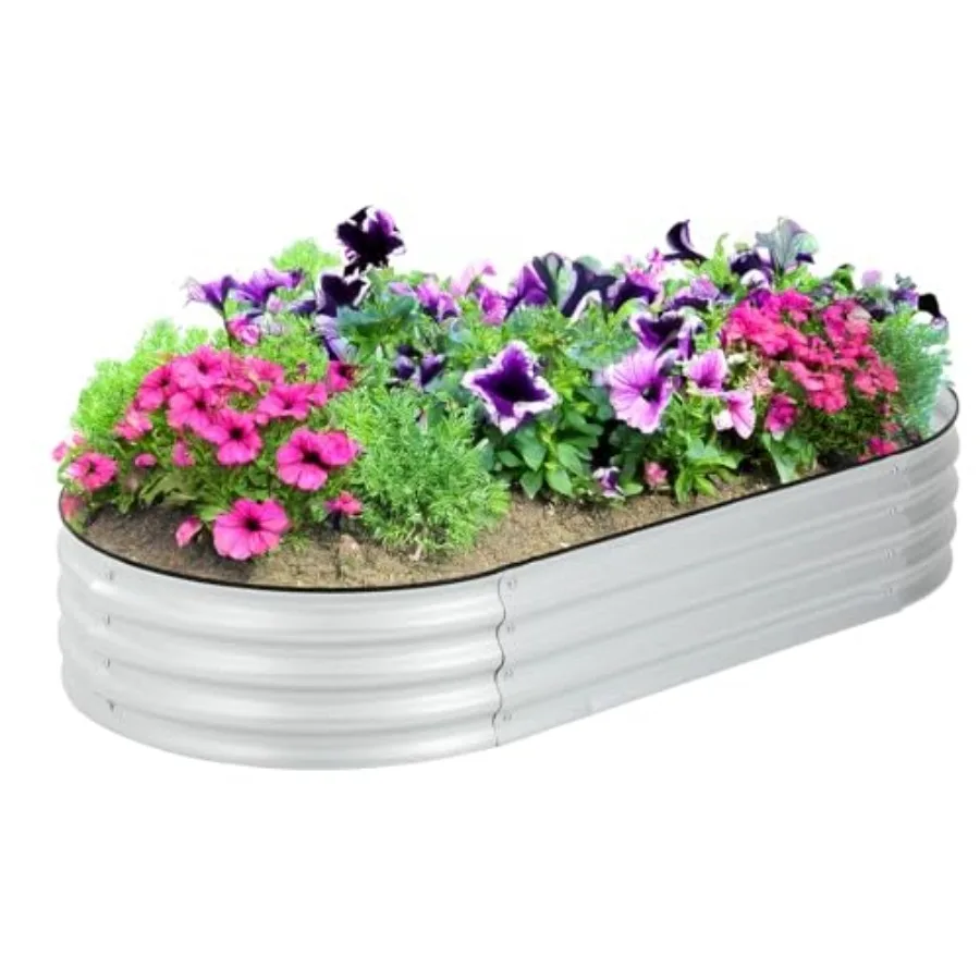 

Backyard Expressions Home Galvanized Raised Garden Bed Kit ft, Planter Box Raised Garden Beds Outdoor, Easy Assembly Metal Rais