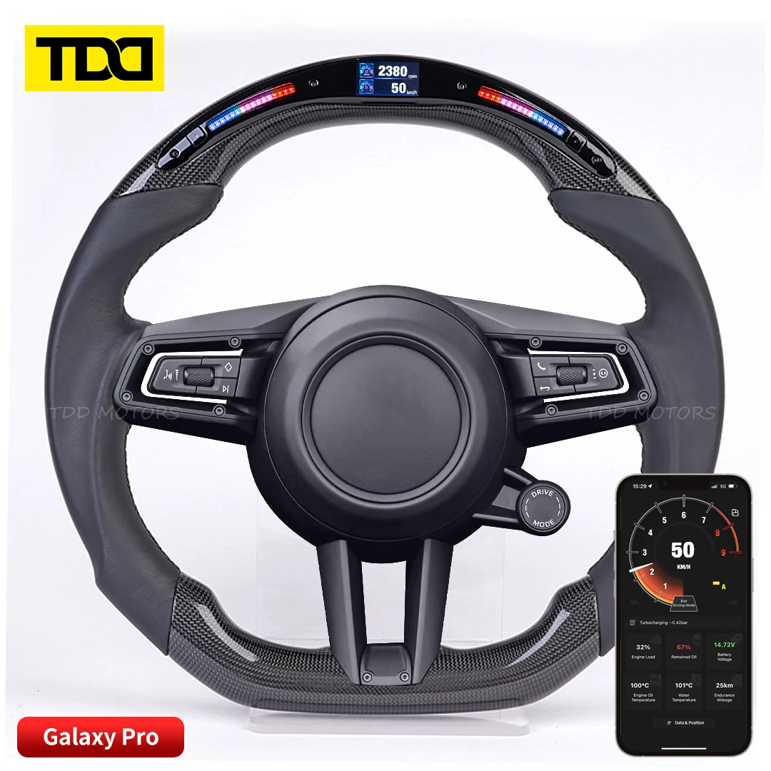 

TDD Carbon Fiber LED Steering Wheel for for Porsche 911 New Customized Smart Galaxy pro LED Electronic Data Display Screen