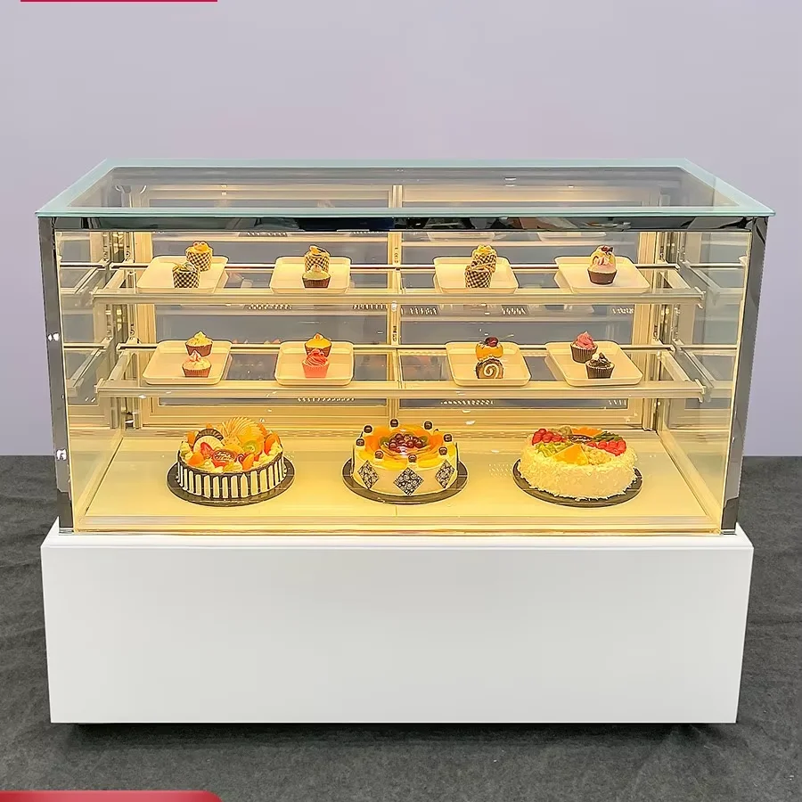 

Коммерческий однотемпературный холодильный шкаф с воздушным охлаждением для сохранения свежести продуктов, для кондитерских и магазинов молочного чая, с прозрачной стеклянной витриной, коммерческое холодильное оборудование