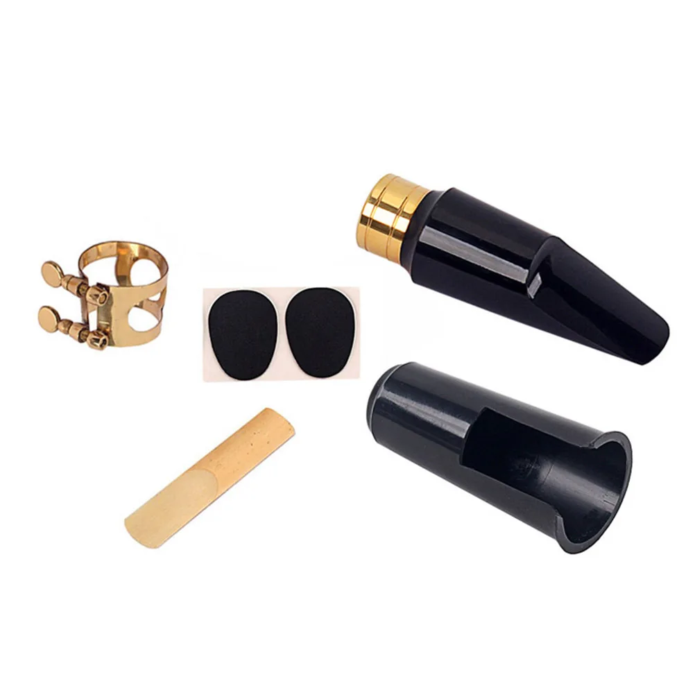 

Alto Sax Replacement Mouthpiece Set Copper Ring Buckle Reed Pads Cap Cushions Gold Black Saxophone Tools Alto Sax Set
