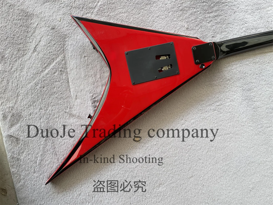 Red Electric Guitar Jack Body Black Edge Rosewood  Fretboard Pearl Inlay Tremolo Bridge Black Guard support customization