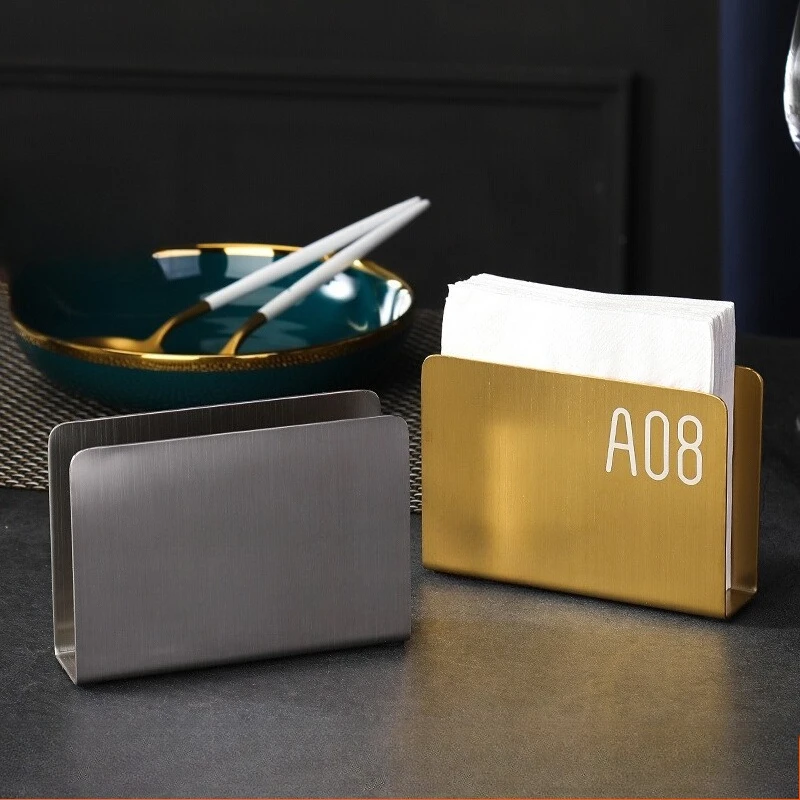 

Golden Napkin Holder 304 Stainless Steel Tissue Box Nordic Minimalist Paper Stand for Cafe Hotel Restaurant Bar Table