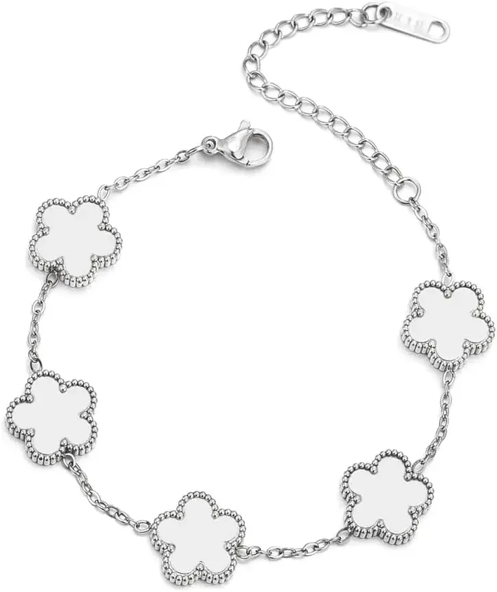 Pulsera de Trébol de Cuatro Hojas Chapada en Oro de 18K para Mujer, Juego de Pulseras Ajustables de la Suerte, Regalo de Joyería