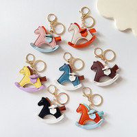 PU Leather Bag Charm Rocking Horse Pendant For Car Bag Hanging Ornament Keychain Decoration DIY Bag Accessories