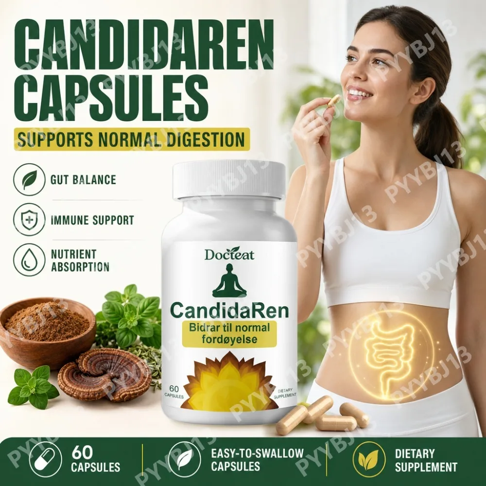 Docteat Gut Balance Capsules with Caprylic Acid, Oregano, Black Walnut, Reishi and Aloe Vera for Digestive Support, 60 Capsules