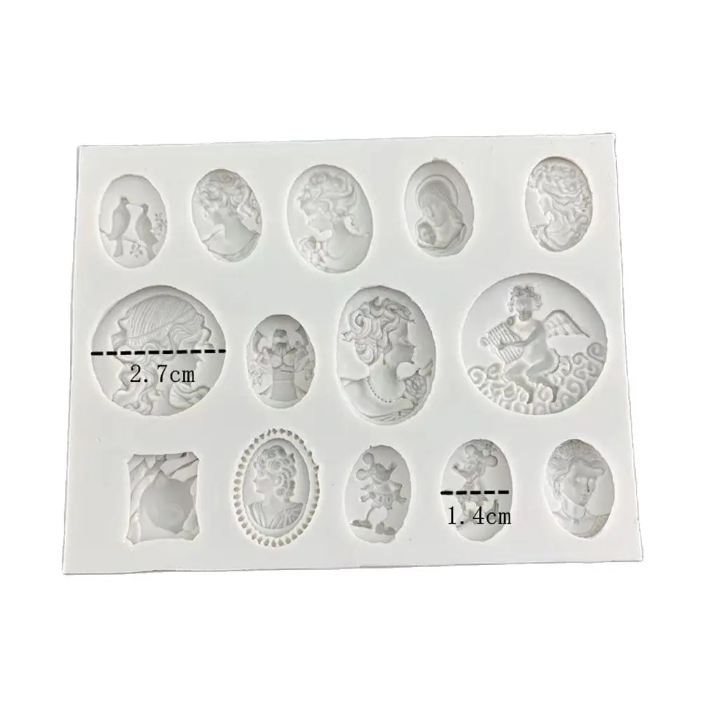 Goddess Angel Silicone Fondant Mold European Vintage Relief Head Portrait Gemstone Sugar Art Chocolate Cake Baking Mould Clay