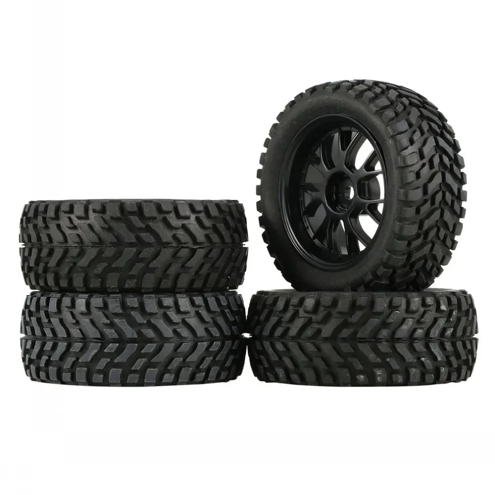 

4Pcs 75mm Rubber Rally Climbing Car Off-road Wheel Rim and Tires Hex For MN99S HSP HPI Wltoys 144001 RC Car