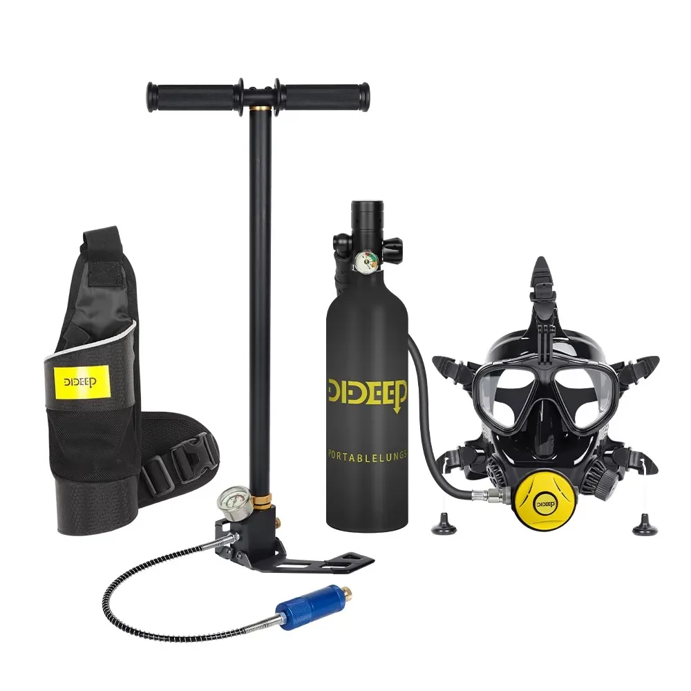 DIDEEP Full Face Dive Mask Set 1L, 15 Minutes Use Time, Underwater 