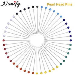 Pearl Head Pins For Wig Marking 50Pcs/Box Round Pearl Head Needles Straight Pins In Pearlized Ball Head Pins DIY Sewing Pin 36mm