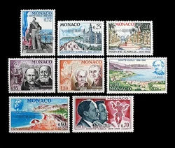 8Pcs/Set New Monaco Post Stamp 1966 Monte Carlo City Building Engraving Postage Stamps MNH