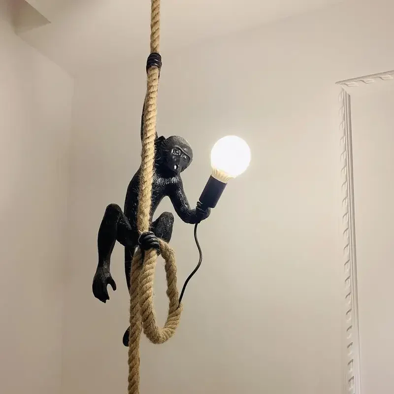 

Modern Resin Monkey Pendant Light for Living Dinning Room Bedroom Pendant Lamps Indoor E27 Home Decor Animal LED Light Fixture