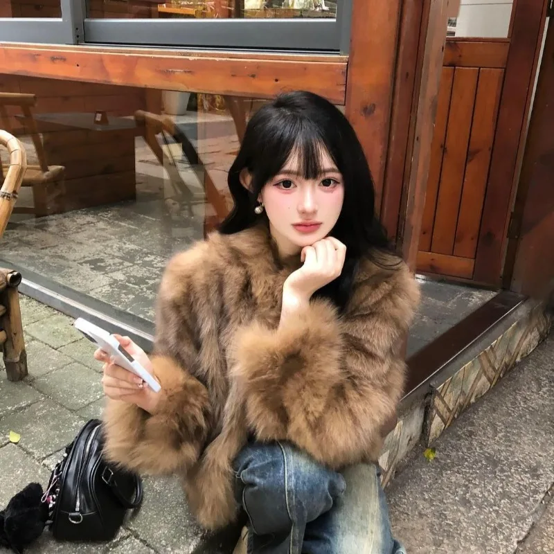 فرو الثعلب البني الصديق للبيئة للنساء نمط قصير شتاء جديد حار نمط سميكة مزاجه الفراء #2