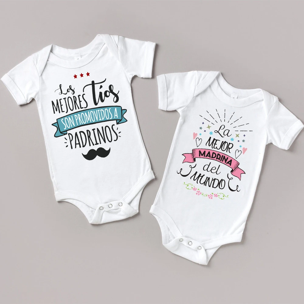 Best Godmother & Godfather In The World Printed Baby Bodysuit Newborn Clothes Summer Infant Jumpsuit Boy Girl Toddler Outfits