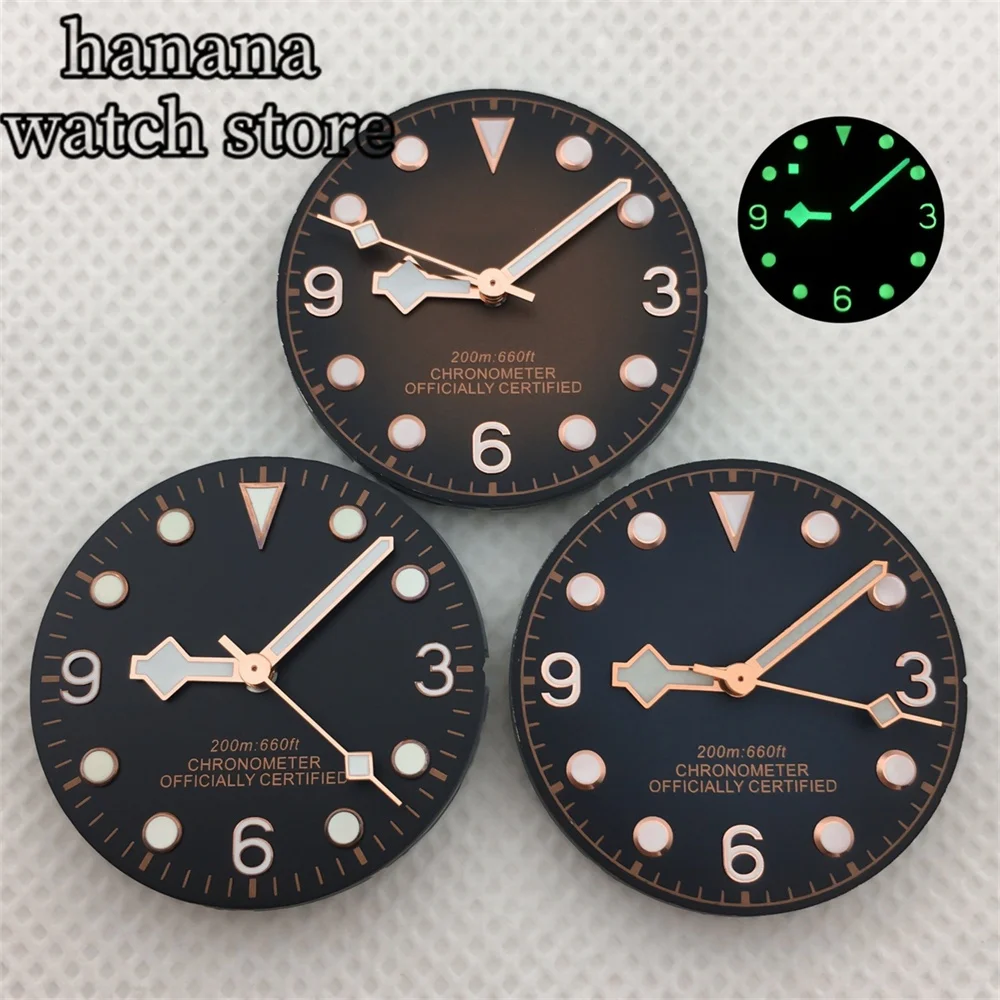 29mm gradient dial with black and brown color scheme and rose gold snowflake hands NH35 NH36 ETA2824 PT5000 Miyota 8215 movement