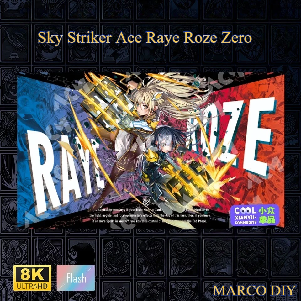 Yu‑Gi‑Oh Playmat Yugioh Sky Striker Ace Raye Roze Zero Shiny Surface TCG CCG Trading Card Game Mat Mouse Pad 60CM×35CM