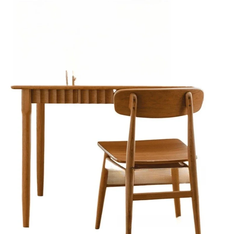 

Nordic simple small apartment modern solid wood cherry wood log dining table household casual dining table