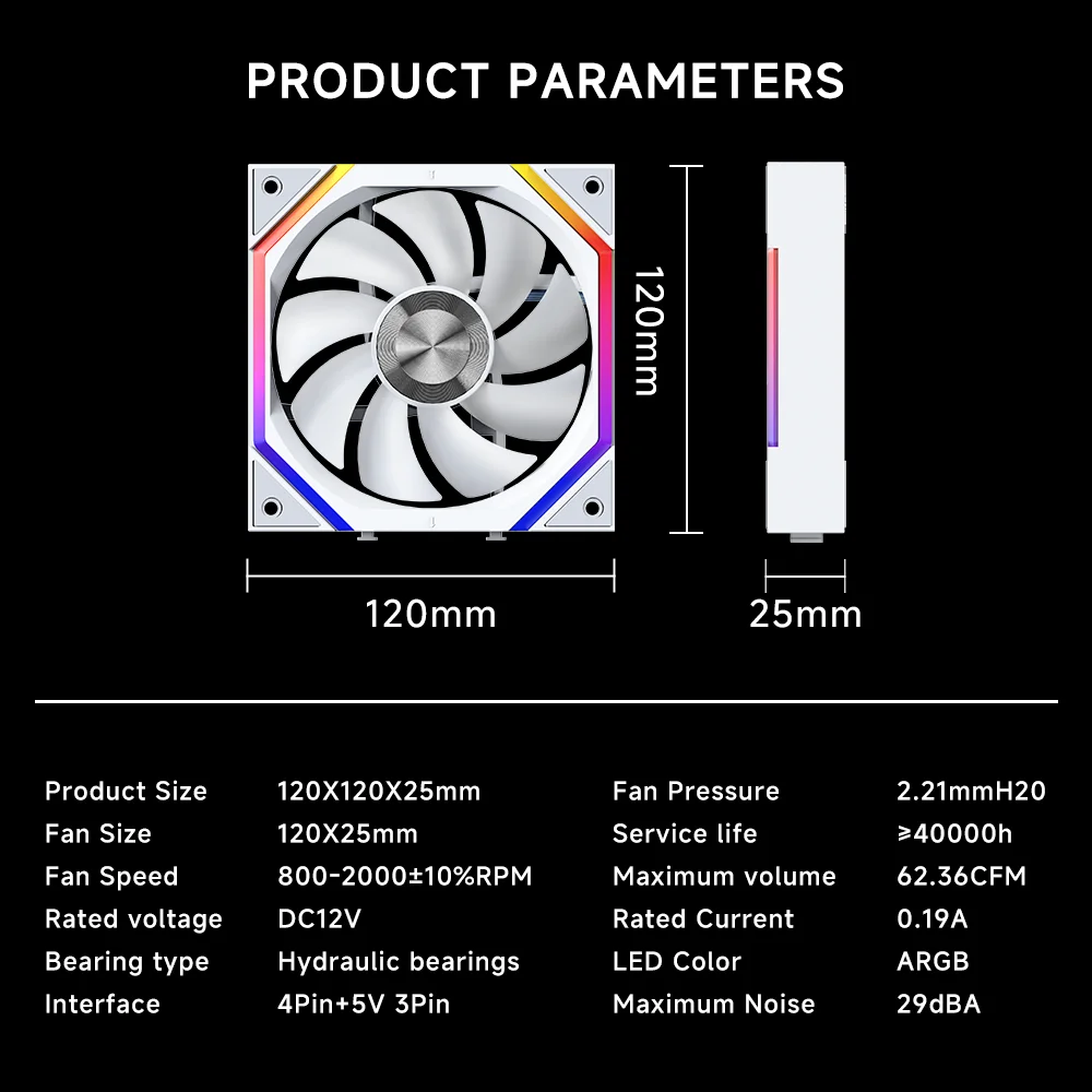 Jungle Leopard PC Case Fan Prism XH Splicing fan ARGB chassis fan 12CM cooling fan Shenguang synchronous 5V3 pin prism PWM