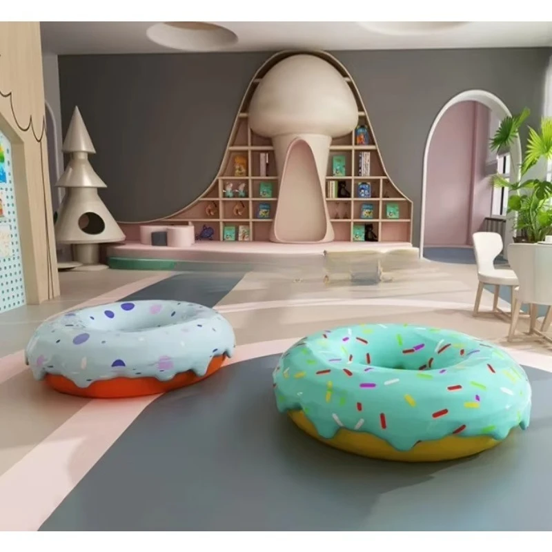 

Creative FRP Candy Cartoon Multiplayer Leisure Seat Shopping Mall Kindergarten Playground Park Hospital Public Donut