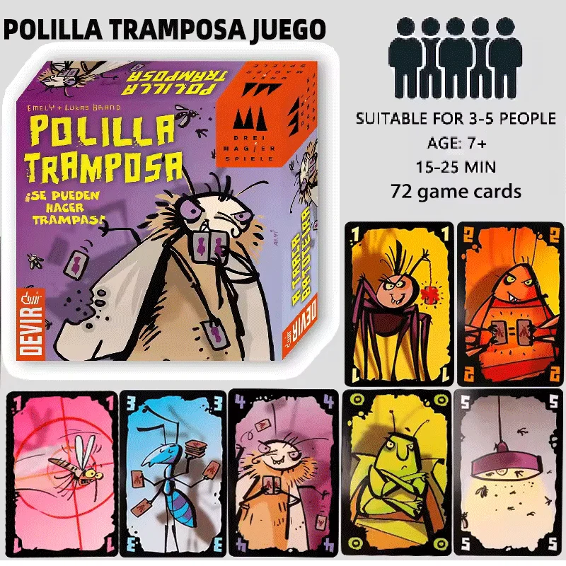 2026 Polilla Tramposa Español Juego de cartas The Cheating Moth Juego de mesa español Juego Cartas Juegos familiares para fiesta