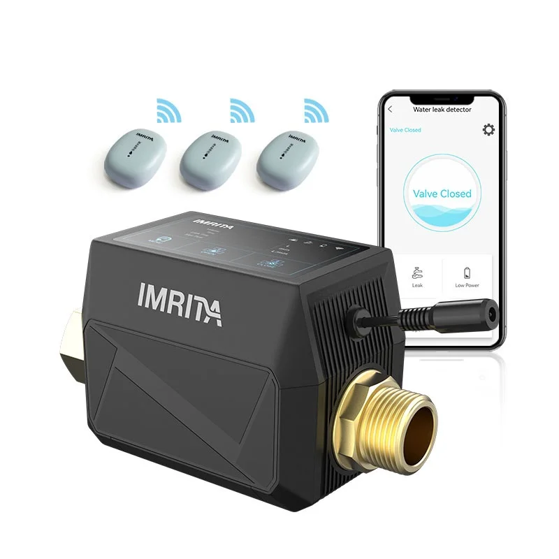 

IMRITA OEM Whole House Wifi APP Controlling Pipe Leak Detect Water Leak Sensor Detector With Auto Shut Off Valve