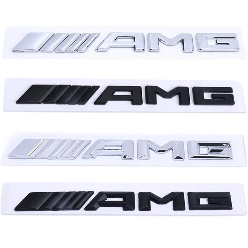 1pcs ABS 3D Silver Black Body Side Fender For Mercedes Benz AMG Car Rear Trunk Letters Labeling Logo Emblem Badge Sticker