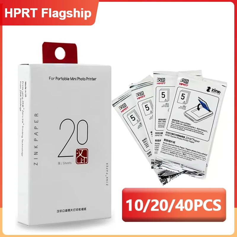 HPRT 2x3 Inch Color Photo Paper 10/20/40Pcs Self-Adhesive St
