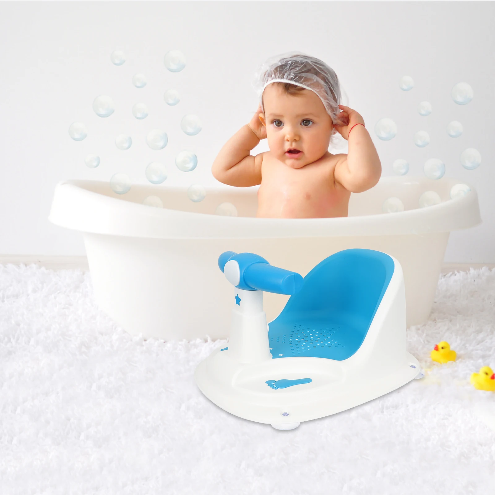 

Baby Bath Seat 6-12 Months Sit Up Bathtub Chair With Backrest Suction Cups For Toddler Bath Time Baby Shower Seat