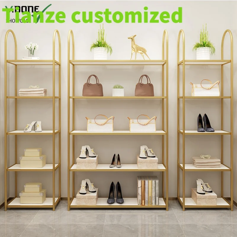 Customized-Modern Retail Bags Boutique Display Shelf Ladies Bags Wall Showcase Handbag Showroom Display Stand Rack Fixture