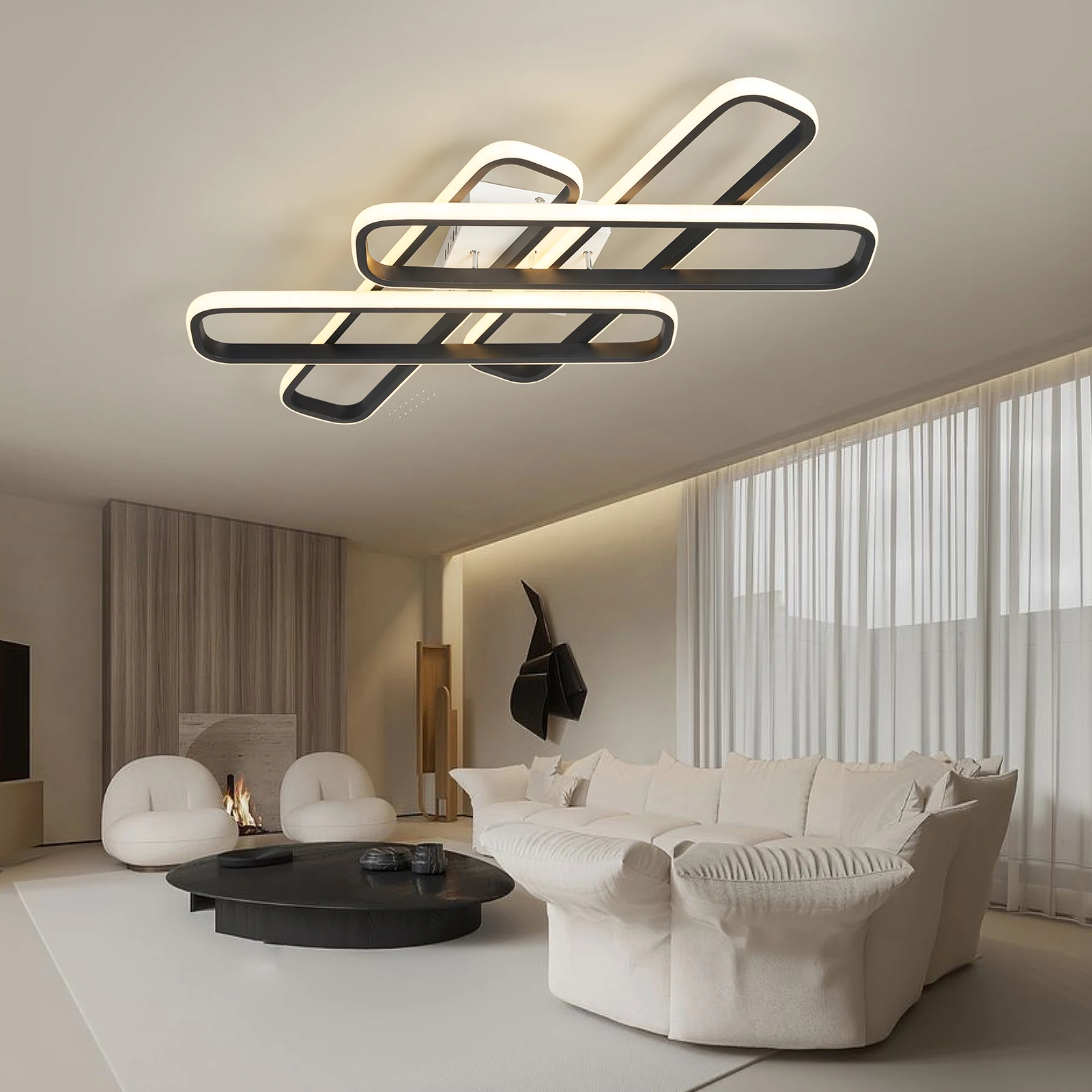 Imagem -01 - Modernos Lustres Led para Sala de Estar Luzes de Teto Quarto e Estudantes Cor Dourada e Preta Lâmpada Criativa 90260v modernos lustres led para sala de estar luzes de teto quarto e estudantes cor dourada e preta lampada criativa 90260v 01
