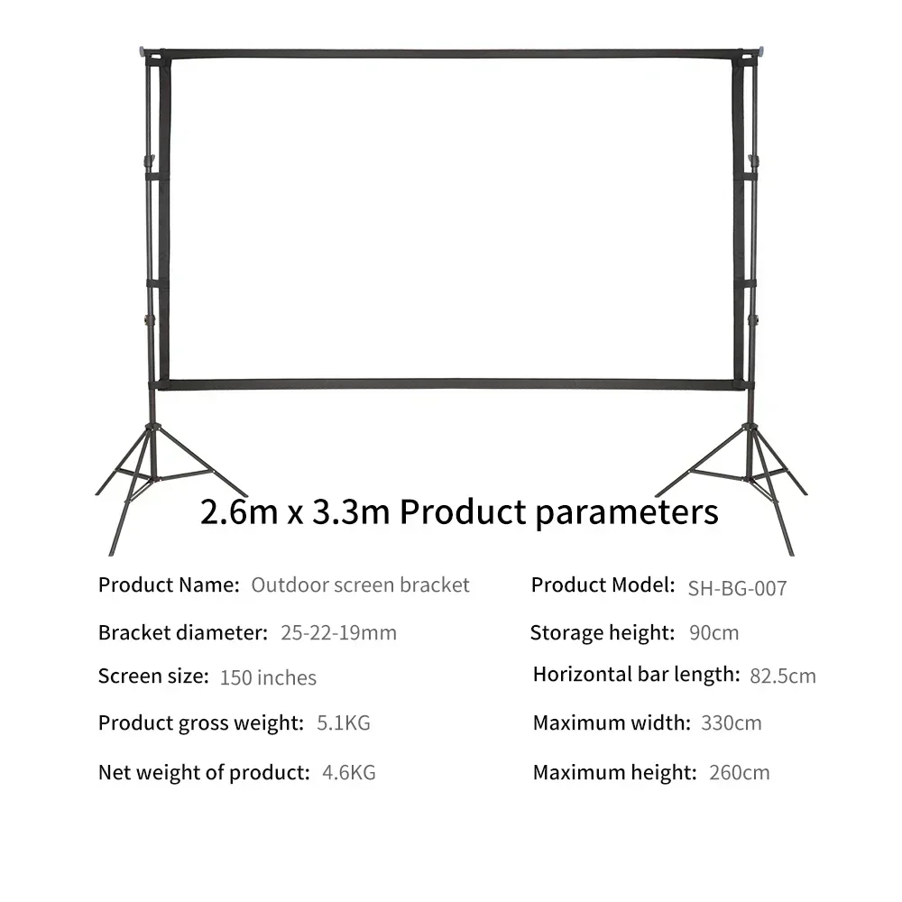 SH Supporto per proiezione da esterno portatile con proiettore da schermo Film Spettacolo cinematografico Configurazione leggera e a secco sicura