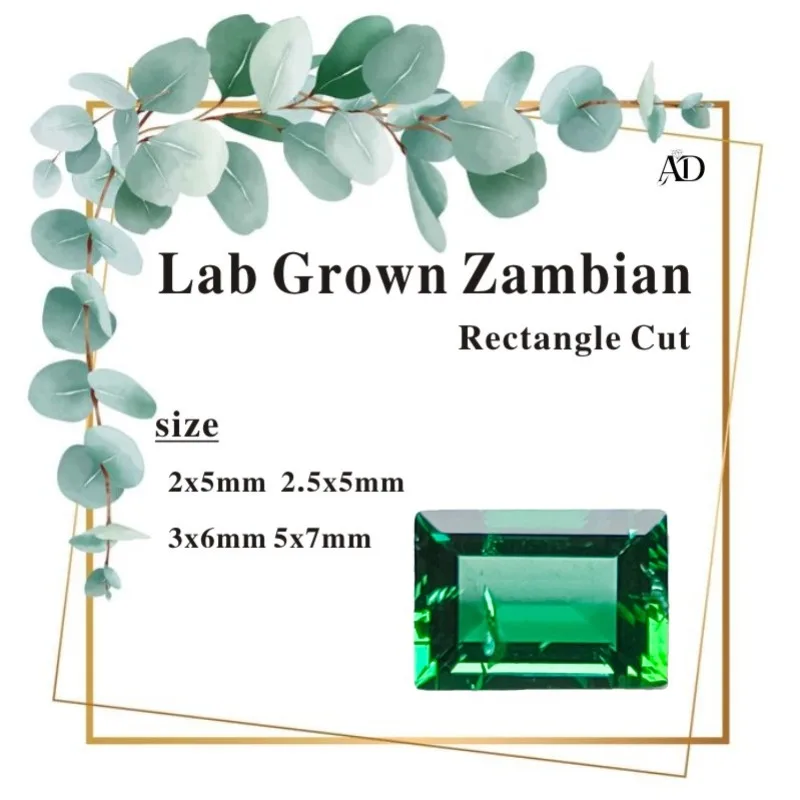 

Lab Grown Zambian Emeralds Rectangle DIY Jewelry Production Main Materials with Cracks Inclusions Inside Shape AGL Certificate