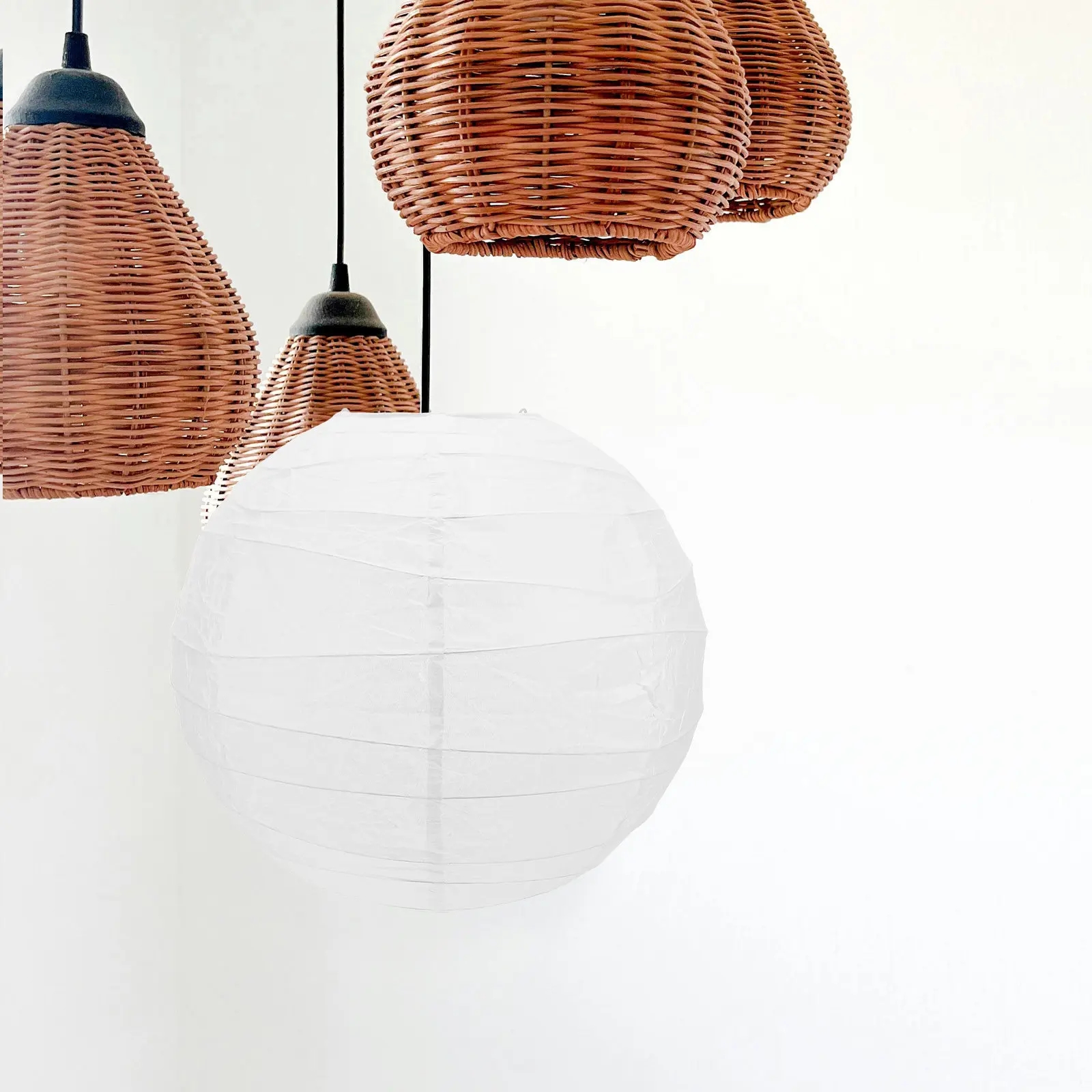 Large White Paper Lantern Ceiling Lampshade Round Collapsible Globe Lamp Shade Replacement Indoor Pendant Light Sphere Rice