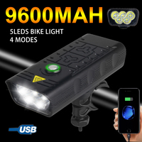 Waterproof 5 LED Front Bicyle Lamp USB Built-in 9600mAh Rechargeable Battery Bike Light MTB 4 Modes Cycling Lamp