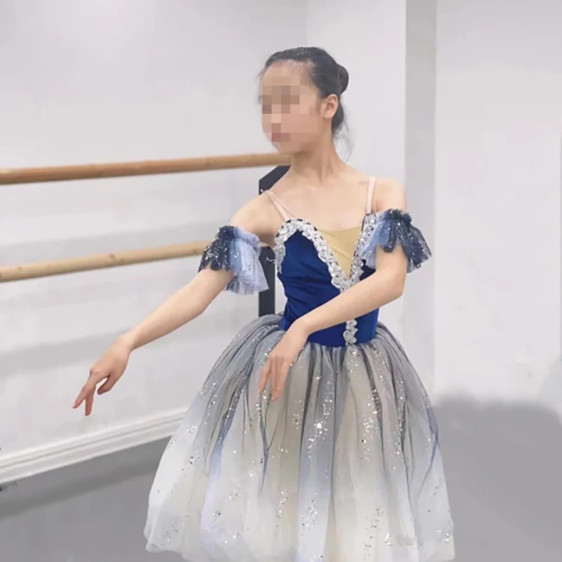 Erwachsene blau Lange Tutu Professionelle Weiß Schwanensee Ballett Kostüm Ballett Tutu Ballett Kleider Leistung Dancewear Samt Top