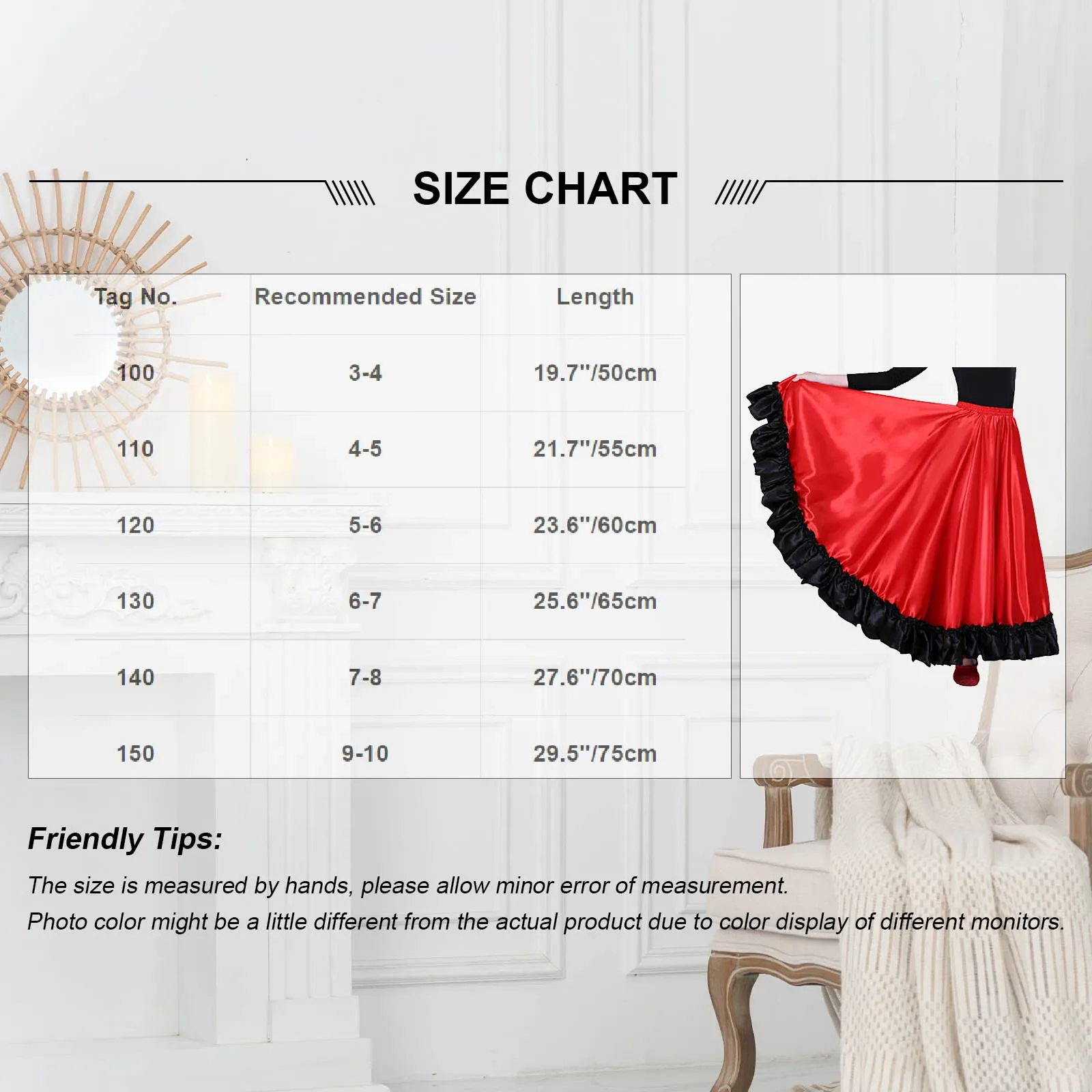 Sukienka Pasodo Bray dla dziewczynek, hiszpańska spódnica Paso Doble Matado, kostium do tańca flamenco i latynoamerykańskiego, spódnica z falbankami, strój taneczny na występy sceniczne.