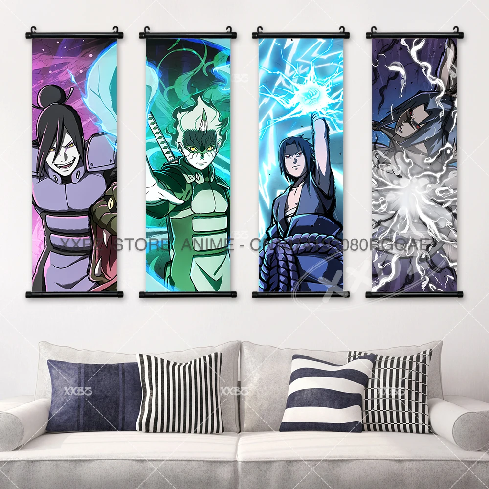 Naruto Scrolls Picture Hinata Wall Art Uchiha Itachi Poster Namikaze Minato Home Decor Haruno Sakura Decorative Hanging Painting