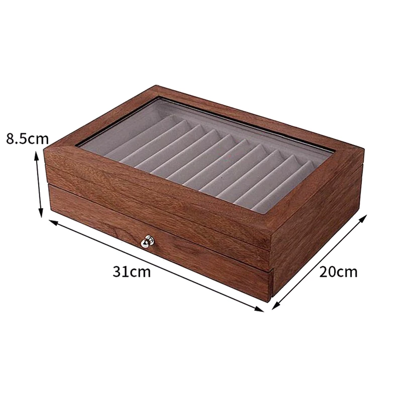 Imagem -04 - Luxo Walnut Pen Storage Case Layer Pen Organizer Display Janela Transparente Fountain Box Pen-coleção