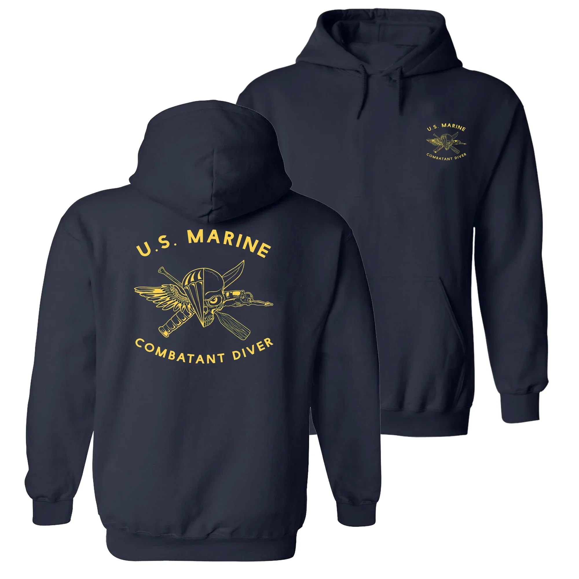 US Marine Combatant Diver Pullover Hoodie New 100% Cotton Comfortable Casual Mens Sweatshirts Military Style Streetwear