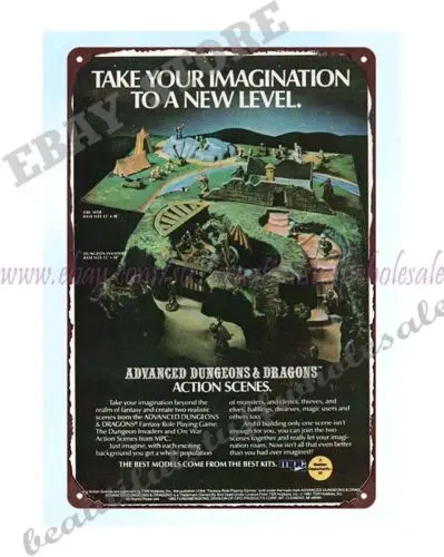 1982 Advanced Dungeons Dragons Action Scenes Models toy metal tin sign