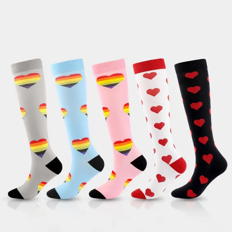 5pair Love Women Men Compressionsocks Socks Premium Quality Stockings Nylon Fashion Running Varicose Outdoor Cycling Fitness